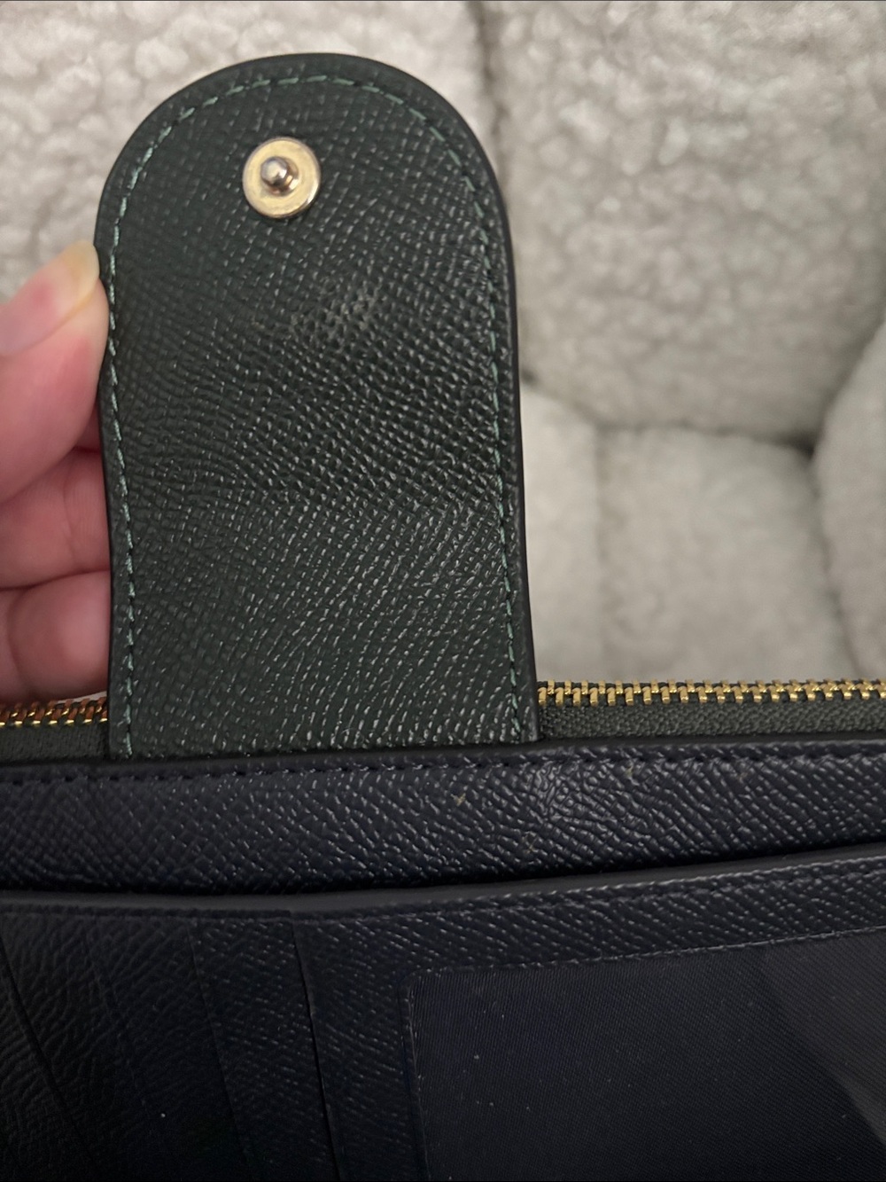 Coach Green Saffiano Leather Wristlet Wallet with Gold Logo - Picture 6 of 8